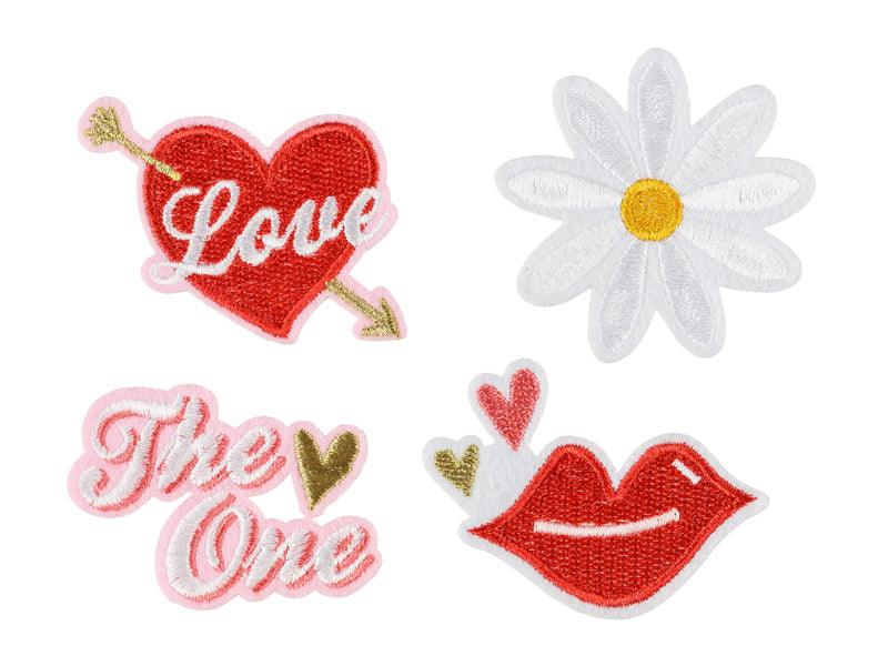 Aufbügelbild Love, Mix, 5,5-6,5x3,5-4,5cm (1 VPE / 4 Stk.) - FeierGlanz